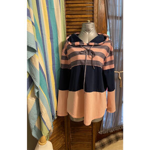 Women's Unbranded Amazon Hoodie Pink Navy Striped L